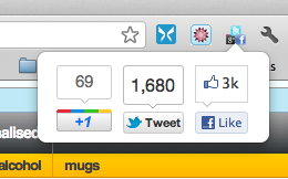 Showing the 3 Social Media sharing buttons for Facebook, Twitter and Google+